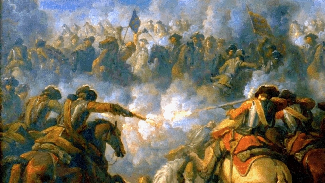 A furious cavalry action in the centre ground to a stalemate as neither side could make headway against the other. 