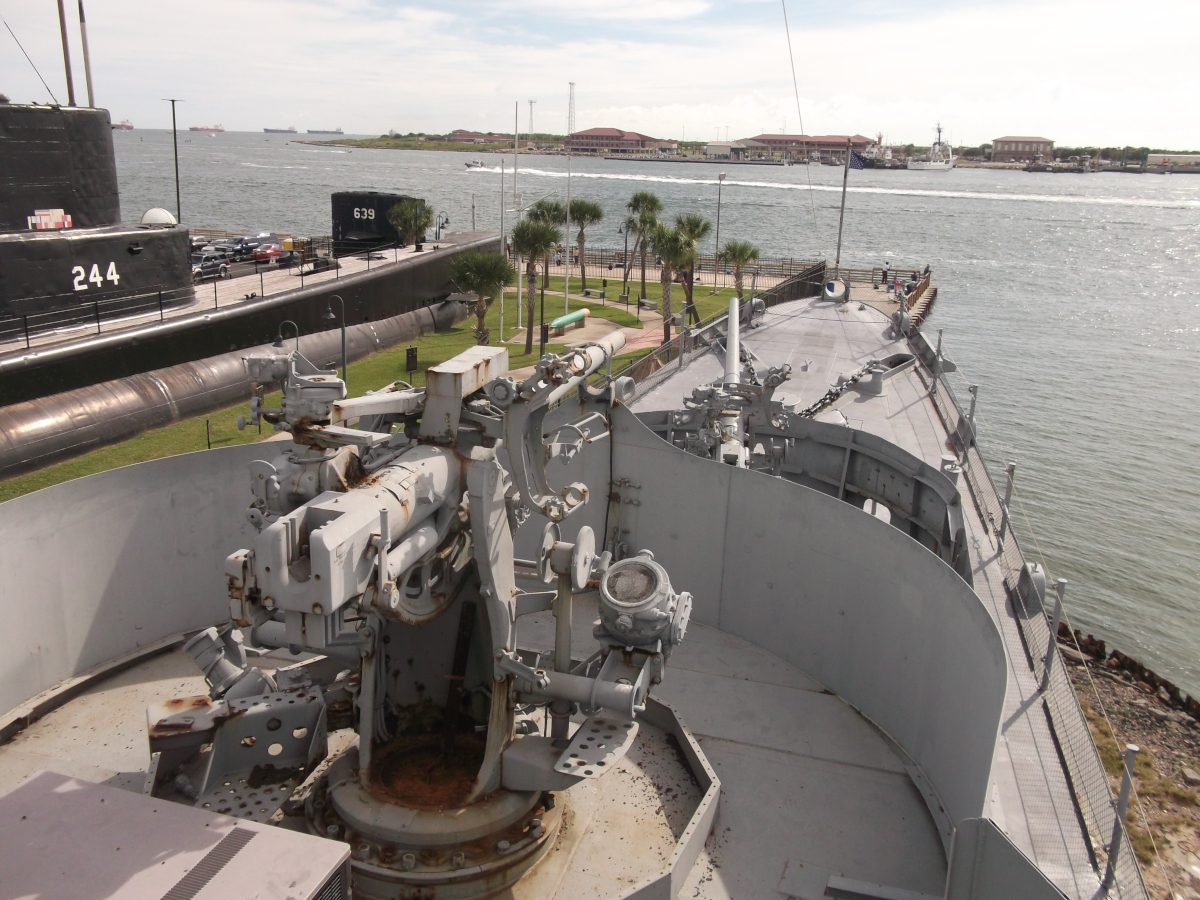 A view looking down from Stewart's bridge wing