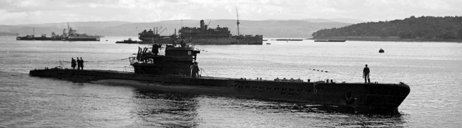 U-1105 in Holy Loch during its trials by the Royal Navy