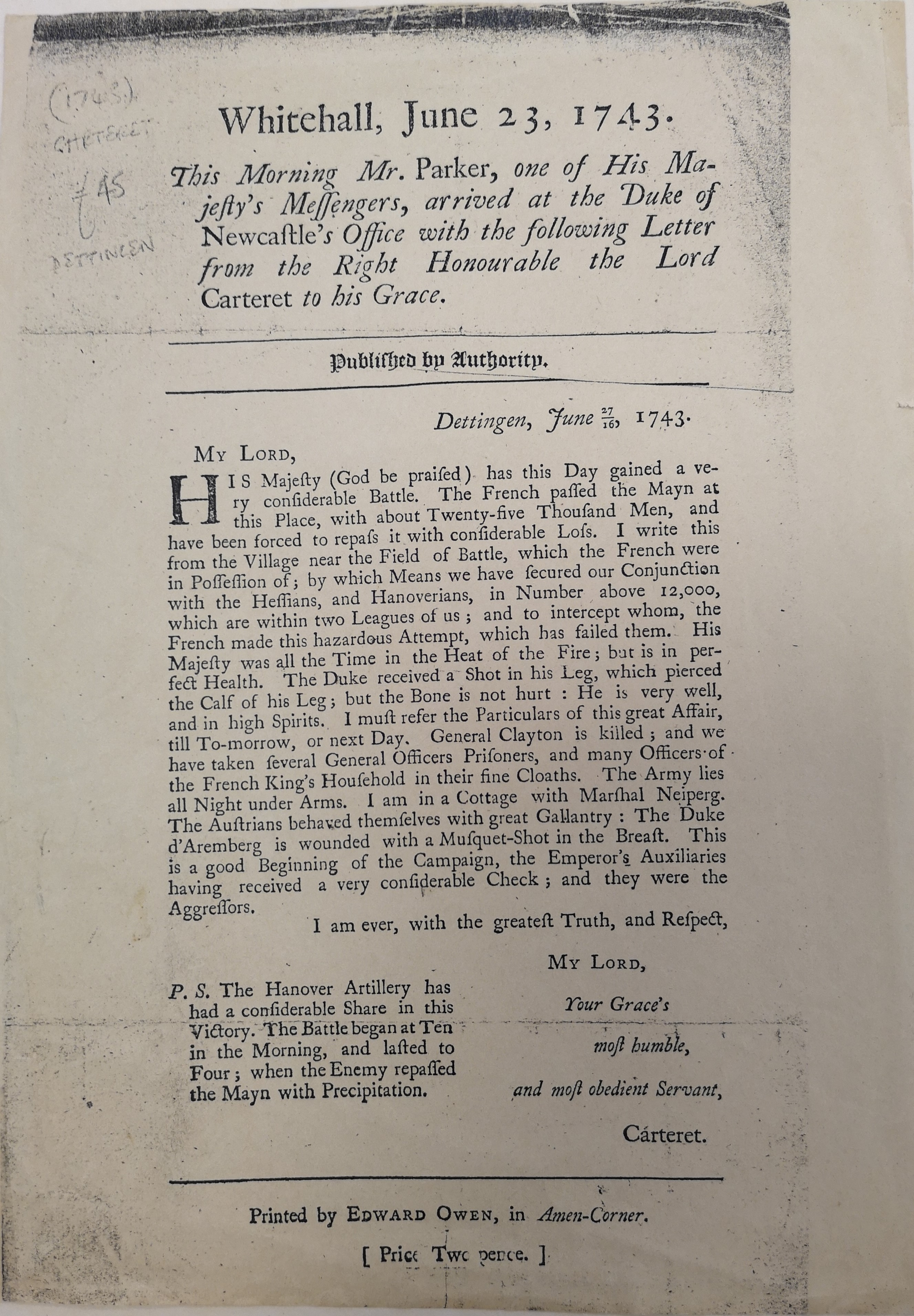 Lord Carteret's report