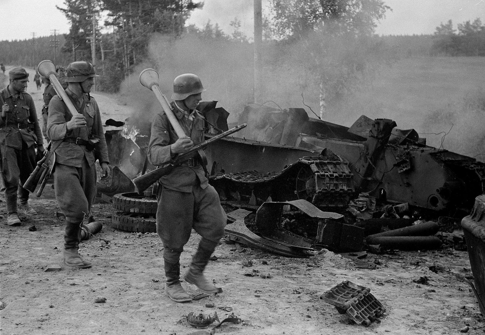 Finnish soldier armed with a Suomi