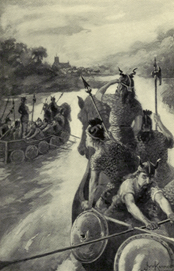Danish Vikings about to plunder Winchester in the 9th century.
