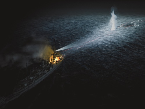 Battle between USS Roper and U-85 Shortly after midnight