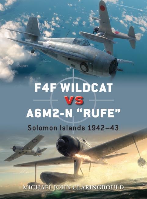 F4F Wildcat vs A6M2-N "Rufe" book cover with art of the planes