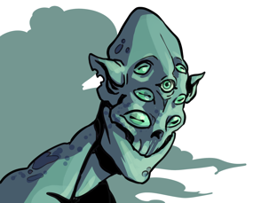 A portrait of a strange many-eyed creature