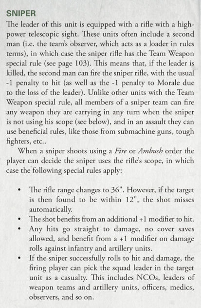 An extract of the new sniper rules from Bolt Action: Third Edition