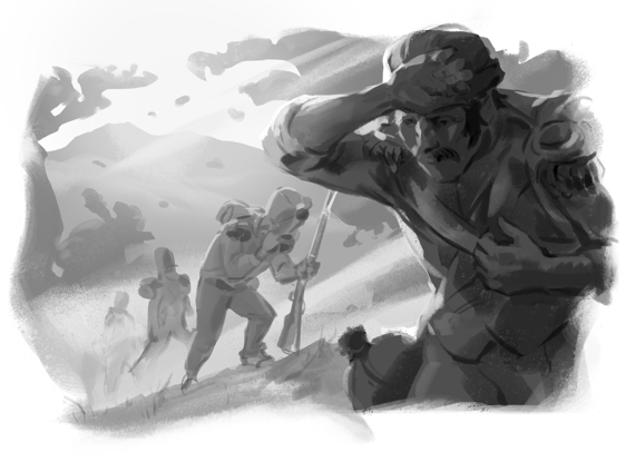 An illustration of Napoleonic soldiers on patrol
