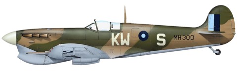 Spitfire VC MH300/KW-S of Flg Off P G Louis, No 615 ‘County of Surrey’ Sqn, Dohazari, India, 16 January 1944
