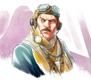 An illustration of a British WW2 pilot from Undaunted: Battle of Britain
