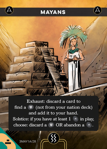 The Mayans card from Imperium: Horizons, with art depicting a figure in a headdress standing in front of a step pyramid