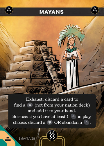 The Mayans card from Imperium: Horizons, with art depicting a figure in a headdress standing in front of a step pyramid