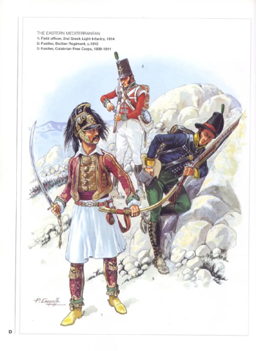 An illustration of various British Eastern Mediterranean troops from the Napoleonic wars