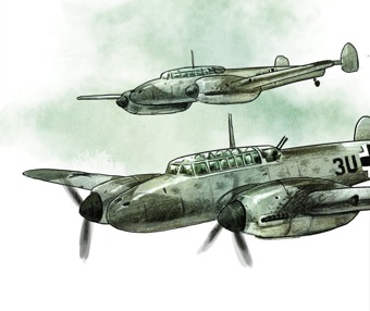 An illustration of German WW2 bomber planes from Undaunted: Battle of Britain